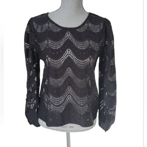 1. State Black Lace Blouse Size M Medium
